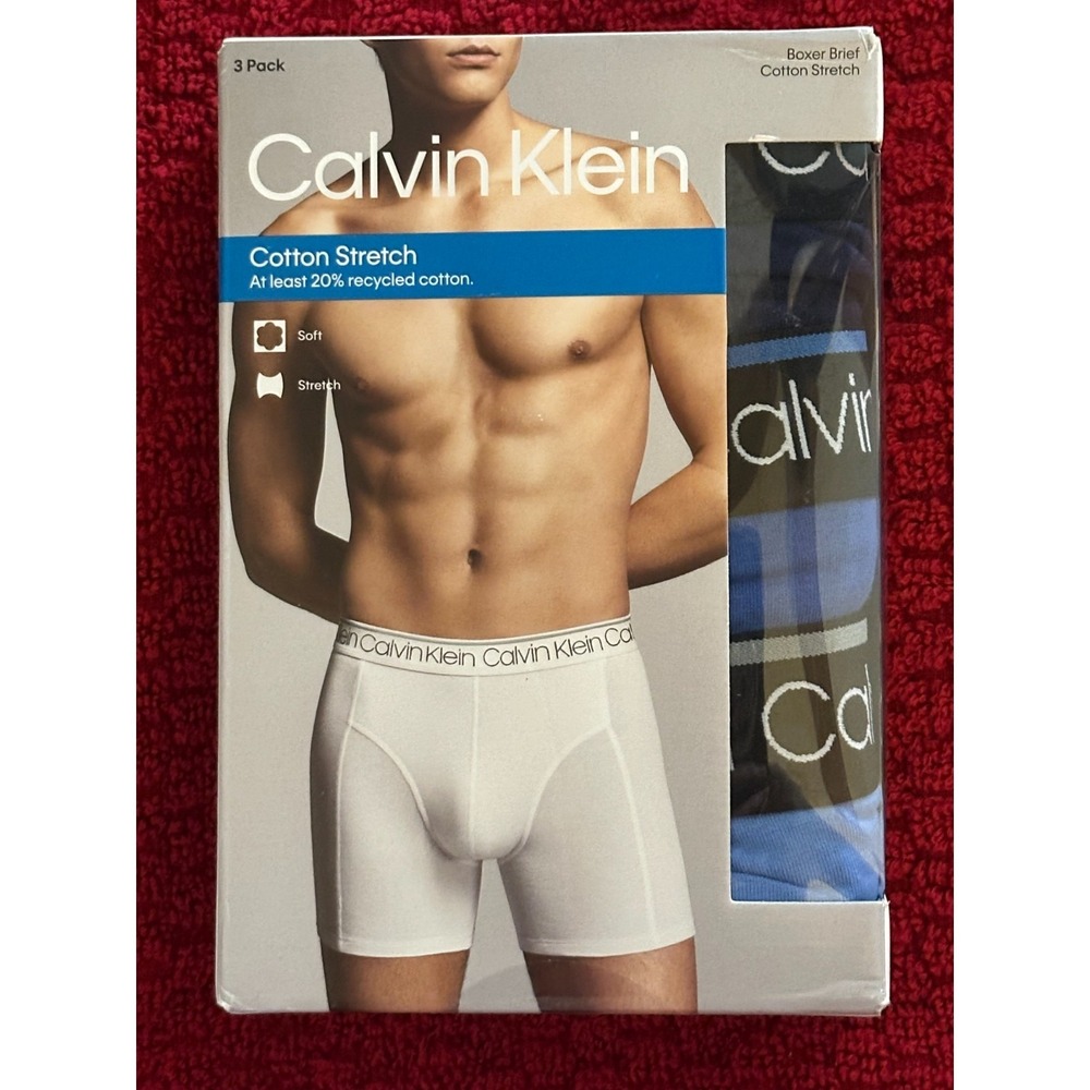 Calvin Klein ~ COTTON STRETCH Boxer Brief Size M - 3pk ~ Blue